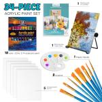 Inburit Art Paint Set for Kids, Painting Supplies Kit with 5 Canvas Panels, 8 Brushes, 18 Acrylic Paints, Multi-Function Table Easel, Etc, Premium Acrylic Paint Set for Students, Kids and Beginner.