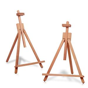 Falling in Art Beechwood 25’’ Tabletop Easel Display Stand Set for Painting- Holding Canvas Up to 22 1/2 Inches High, 2 Pack Artist A-Frame Tripod with Rubber Feet, Portable Photo and Sign Holder