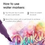 DENKSY 36 Dual Tip Watercolor Markers Brush & Fineliner Art Pens – Water-Based Double Ended Markers for Sketching, Lettering, Calligraphy, and Illustration – 2mm Tip