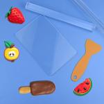 5 Pieces Polymer Clay DIY Tool, Marrywindix Acrylic Clay Roller with Acrylic Sheet Backing Board Plastic Scraper Assisted Shovel Rubber Clay Tools Molds for Shaping and Sculpturing Modelling