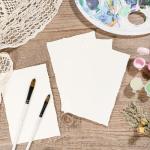 Prudiut 25 Sheets Watercolor Paper, 300 GSM Deckled Edge Paper 4 x 6 inch Rough/Textured Handmade Paper Cotton Paper White Textured Paper for Watercolors, Wedding Invitations, Cards, Crafts