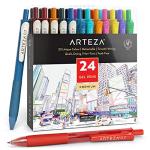 Arteza Colored Gel Pens, Pack of 24, 10 Vintage and 14 Vibrant Colors, Fine 0.7 mm Tip, Retractable, Art Supplies for Journaling, Drawing, Doodling, and Notetaking