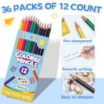 Aigybobo 432 Count Colored Pencils Bulk, 36 Pack Colored Pencils for Kids 12 Colors, Pre-sharpened Color Pencils, Bulk Coloring Pencils School Supplies for Teachers, Classroom Prizes, Art Supplies