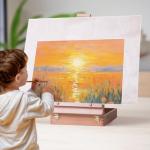 Wooden Art Easel for Painting & Sketching - Tabletop & Table Top Easel with Storage - Adjustable Height & Angle, Foldable - Perfect for Adults, Artists, Students & Beginners