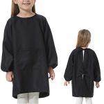 EVGVAT Kids Art Smock Long Sleeve with Pocket Child Chef Bib Apron for Kitchen Cooking Painting (Black, Large(8-12years))