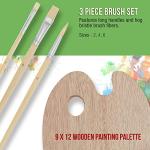 U.S. Art Supply Wood Painting Palette Set with 6-Piece Acrylic Paint Tubes and 3 Brushes - Artist Palette for Painting