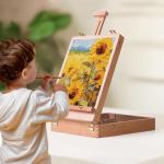 Wooden Art Easel for Painting & Sketching - Tabletop & Table Top Easel with Storage - Adjustable Height & Angle, Foldable - Perfect for Adults, Artists, Students & Beginners