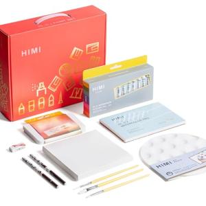 HIMI Watercolor Paint Set, – Complete 24 Colors Watercolor Tube, 12 Colors Metallic Watercolor Paint, Brushes, Watercolor Pad, Palette, Foldable Frame, for Beginners, Students & Artists