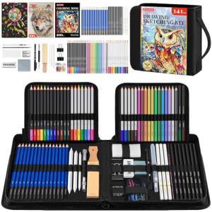 141 PCS Art Supplies Sketching Kit Pro Max, Drawing Pencils with Sketchbook, Coloring Book, Colored Graphite Charcoal Watercolor & Metallic Pencils, Drawing Supplies Gifts for Artists Adults Kids