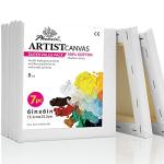 PHOENIX Small Stretched Canvas for Painting 6x6 Inch/7 Value Pack, 8 Oz Triple Primed 5/8 Inch Profile 100% Cotton White Blank Canvas, Square Framed Canvas for Oil Acrylic & Pouring Art