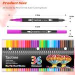 Taotree 36 Colors Dual Tip Art Markers Pens for Adult Coloring Books, Artist Fine & Brush Tip Coloring Marker Drawing Pens for Journaling Note Taking Lettering Calligraphy Craft Art Supplies Set