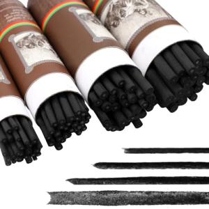 HIKIMA 120Pcs Willow Charcoal Sticks，Black Natural Willow Charcoal for Artists, Drawing Charcoal for Sketching and Sketching and Shading