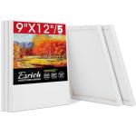 ESRICH Stretched Canvas for Painting, 5 Pack 9x12 Inch Canvas Value Pack,Primed Acid-Free Cotton Blank Canvases, Painting Canvas for Oil & Acrylic Paint.