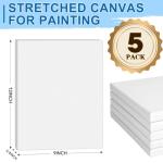 ESRICH Stretched Canvas for Painting, 5 Pack 9x12 Inch Canvas Value Pack,Primed Acid-Free Cotton Blank Canvases, Painting Canvas for Oil & Acrylic Paint.
