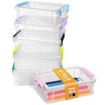 Sooez 6 Pack Extra Large Pencil Box, Plastic Hard Pencil Case Crayon Box Bulk, Clear Marker Organizer Plastic Containers with Lid, Stackable Storage Boxes for Art Craft, Back to School Supplies, Multi