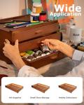 DJAR 3-Drawer Art Supply Storage Box, Solid Beech Wood Organizer for Pastels, Pencils & Brushes, Portable Art Tool Box for Artists, Walnut