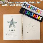 Beginner Watercolor Painting Kit Watercolor Workbook Coloring Book 12 Colors Paint Set with Brush,Easy Nature Scenes Beginner Friendly Watercolor Paint Set Gift for Adults Teens. (Christmas)
