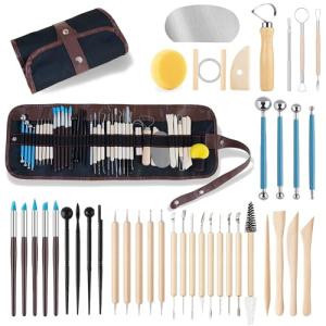 CeeVian Clay Tool Kit 43 PCS Pottery Tools Pottery Tools for Sculpting Pottery Carving Tools for DIY Handcraft Modeling Clay Carving Tools Set for Beginners and Professional Art Crafts