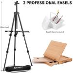 179Pcs Professional All-in-One Art Painting Kit with Aluminum & Beech Wood Easel, 96 Acrylic, Watercolor & Oil Paint Set, Complete Art Supplies Painting Set for Adults, Artists, Beginners