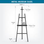 Studio Designs Museum Display Easel – Heavy-Duty Steel Stand for Painting, Sketching, Photography, Gallery & Event Signage, Posters, Home Décor – Adjustable, Foldable, 68″ Height, Black