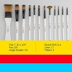 MEEDEN Paint Brushes, 12 Pcs Acrylic Brush, Paint Brushes for Acrylic Painting, Paint Brush for Acrylic, Gouache Paint Brushes, Watercolor Brushes