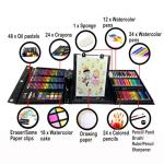 DLUCKY 208 PCS Art Supplies, Drawing Art Kit Adults Art Set with Double Sided Trifold Easel, Oil Pastels, Crayons, Colored Pencils, Watercolor Pens Gift for Girls Boys Artist,Black