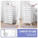 SYKIARIOL Rolling Storage Cart with Drawers,Utility Cart With 8 Drawers and Wooden Tabletop,Rolling Drawer Cart,Storage Drawer Cart for Living Room,Classroom,Bedroom,Bathroom,Dorm,Office,White
