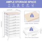 SYKIARIOL Rolling Storage Cart with Drawers,Utility Cart With 8 Drawers and Wooden Tabletop,Rolling Drawer Cart,Storage Drawer Cart for Living Room,Classroom,Bedroom,Bathroom,Dorm,Office,White