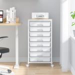 SYKIARIOL Rolling Storage Cart with Drawers,Utility Cart With 8 Drawers and Wooden Tabletop,Rolling Drawer Cart,Storage Drawer Cart for Living Room,Classroom,Bedroom,Bathroom,Dorm,Office,White