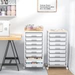 SYKIARIOL Rolling Storage Cart with Drawers,Utility Cart With 8 Drawers and Wooden Tabletop,Rolling Drawer Cart,Storage Drawer Cart for Living Room,Classroom,Bedroom,Bathroom,Dorm,Office,White