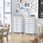 SYKIARIOL Rolling Storage Cart with Drawers,Utility Cart With 8 Drawers and Wooden Tabletop,Rolling Drawer Cart,Storage Drawer Cart for Living Room,Classroom,Bedroom,Bathroom,Dorm,Office,White