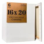 milo Stretched Artist Canvas | 16x20 inch | Value Pack of 6 Canvases for Painting, Primed & Ready to Paint Art Supplies for Acrylic, Oil, Mixed Wet Media, & Pouring, 100% Cotton with Pine Wood Frame