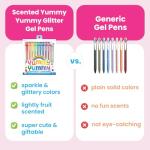 Ooly Scented Yummy Yummy Glitter Gel Pens Set of 12-1.00mm NIB Scented Glitter Pens for Kids and Adults, Art and Stationery Supplies
