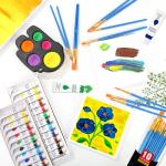 ESRICH Acrylic Paint Set 12 Colors (2 Pack) with 20 Paint Brushes, 24 Acrylic Paints for Adults, Kids, Beginner, Professional Artists, Non-Toxic Craft Paint kit for Paper, Canvas, Rock,Wood, Ceramic