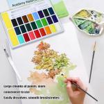 24 Colors Large Block Watercolor Paint Set for Watercolors Workbook, Portable Water Colors Paint Kit with 2 Paintbrushes 1 Waterbrush, for Adult Kids Painting Beginners & Professional Amateur Hobbyists (Classic 24 Colors)