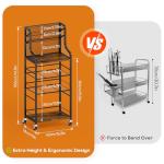 PAPAGIFTREE 4 Tier Rolling Utility Cart with 360° Lockable Wheels, Art Cart for Art Organizer and Storage, for Supply Studio, Rolling File Cart for Paper Organizer and Office Organization, Home