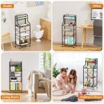 PAPAGIFTREE 4 Tier Rolling Utility Cart with 360° Lockable Wheels, Art Cart for Art Organizer and Storage, for Supply Studio, Rolling File Cart for Paper Organizer and Office Organization, Home