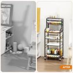 PAPAGIFTREE 4 Tier Rolling Utility Cart with 360° Lockable Wheels, Art Cart for Art Organizer and Storage, for Supply Studio, Rolling File Cart for Paper Organizer and Office Organization, Home