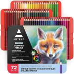 ARTEZA Colored Pencils 72 Soft Wax-Based Color Pencils for Adults & Artists. Pre-Sharpened Drawing Set for Blending, Coloring, Shading & Sketching. Professional Art Supplies in Tin Box, Holiday Gift