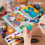 Shuttle Art 30 Colors Acrylic Paint Set, 36ml Tubes with 3 Brushes, Artist Grade Acrylic Paint, for Kids Adults Beginners, Painting on Crafts Canvas Wood Rocks