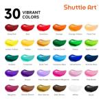 Shuttle Art 30 Colors Acrylic Paint Set, 36ml Tubes with 3 Brushes, Artist Grade Acrylic Paint, for Kids Adults Beginners, Painting on Crafts Canvas Wood Rocks