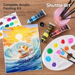 Shuttle Art 30 Colors Acrylic Paint Set, 36ml Tubes with 3 Brushes, Artist Grade Acrylic Paint, for Kids Adults Beginners, Painting on Crafts Canvas Wood Rocks