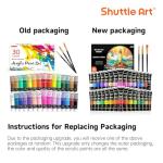 Shuttle Art 30 Colors Acrylic Paint Set, 36ml Tubes with 3 Brushes, Artist Grade Acrylic Paint, for Kids Adults Beginners, Painting on Crafts Canvas Wood Rocks