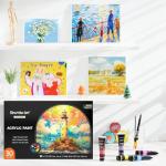 Shuttle Art 30 Colors Acrylic Paint Set, 36ml Tubes with 3 Brushes, Artist Grade Acrylic Paint, for Kids Adults Beginners, Painting on Crafts Canvas Wood Rocks
