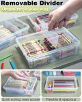 GEOPHIA 6 Pack Extra Large Pencil Box with Removable Divider, Thickened Pencil Case Bulk, Clear Crayon Marker Organizer Stackable Plastic Small Storage Containers for Pen Craft School Supplies(Grey)