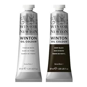 Winton Oil Colour Paint Pack with 37ml Titanium White & 37ml Ivory Black