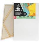 ARTEZA Stretched Canvas, 24 x 36 Inches, Pack of 2, Blank White Large Canvas for Painting for Acrylic, Oil and Gouache Paints