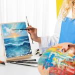 LEYEMO Canvases for Painting, 6 Pack Painting Canvas and Wood Easel, Art Canvases for Painting for Oil & Acrylic