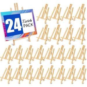 ESRICH 24 Pack 11.8" Wood Easels,Tabletop Easel for Painting,Painting Party, Displaying Canvases, Kids Student Table School Desktop, Portable Canvas Photo Picture Sign Holder