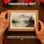 LEATHER VILLAGE Watercolor Paper- 6 X 4 inches - 25 Sheets Watercolor Paper for Drawing, Sketching, Painting & Crafts - 150 GSM Thick Deckle Edge Virgin Cotton Handmade Paper - Vintage